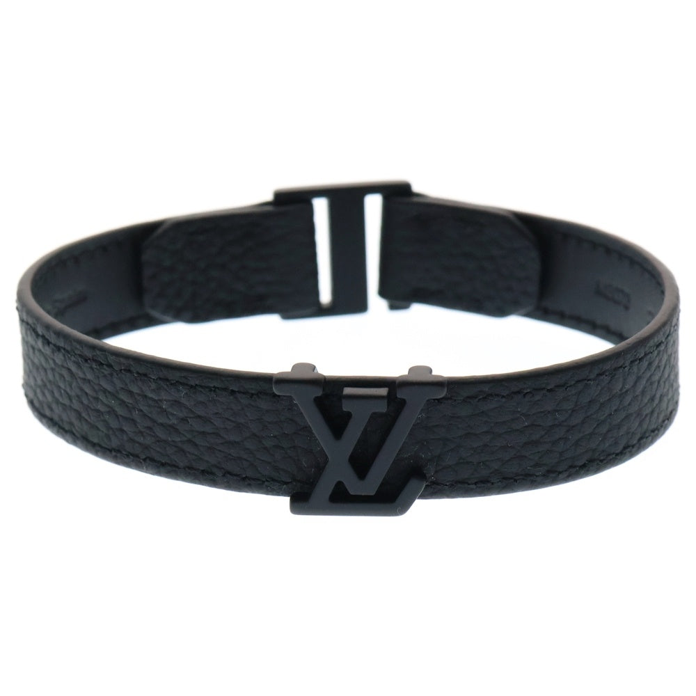 LOUIS VUITTON(ルイヴィトン) LVロゴ LVアエログラム レザーブレスレット ブラック M8073 BC2262