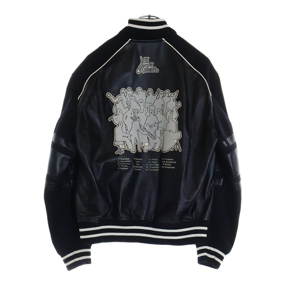 LOUIS VUITTON(ルイヴィトン) 23SS グラフィックプリント レザーバーシティジャケット スタジャン ブルゾン ブラック RM231M U35 HOL07E