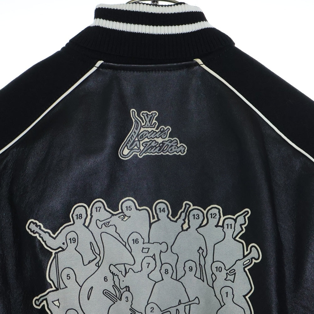 LOUIS VUITTON(ルイヴィトン) 23SS グラフィックプリント レザーバーシティジャケット スタジャン ブルゾン ブラック RM231M U35 HOL07E