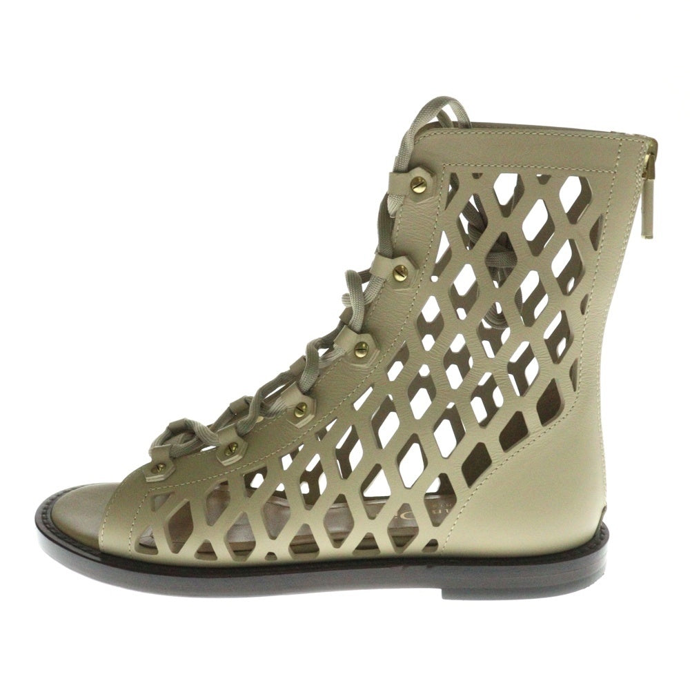 Christian Dior(クリスチャンディオール) 21SS D-TRAP LEATHER SANDAL メッシュ レザー ブーツ サンダル ベージュ レディース