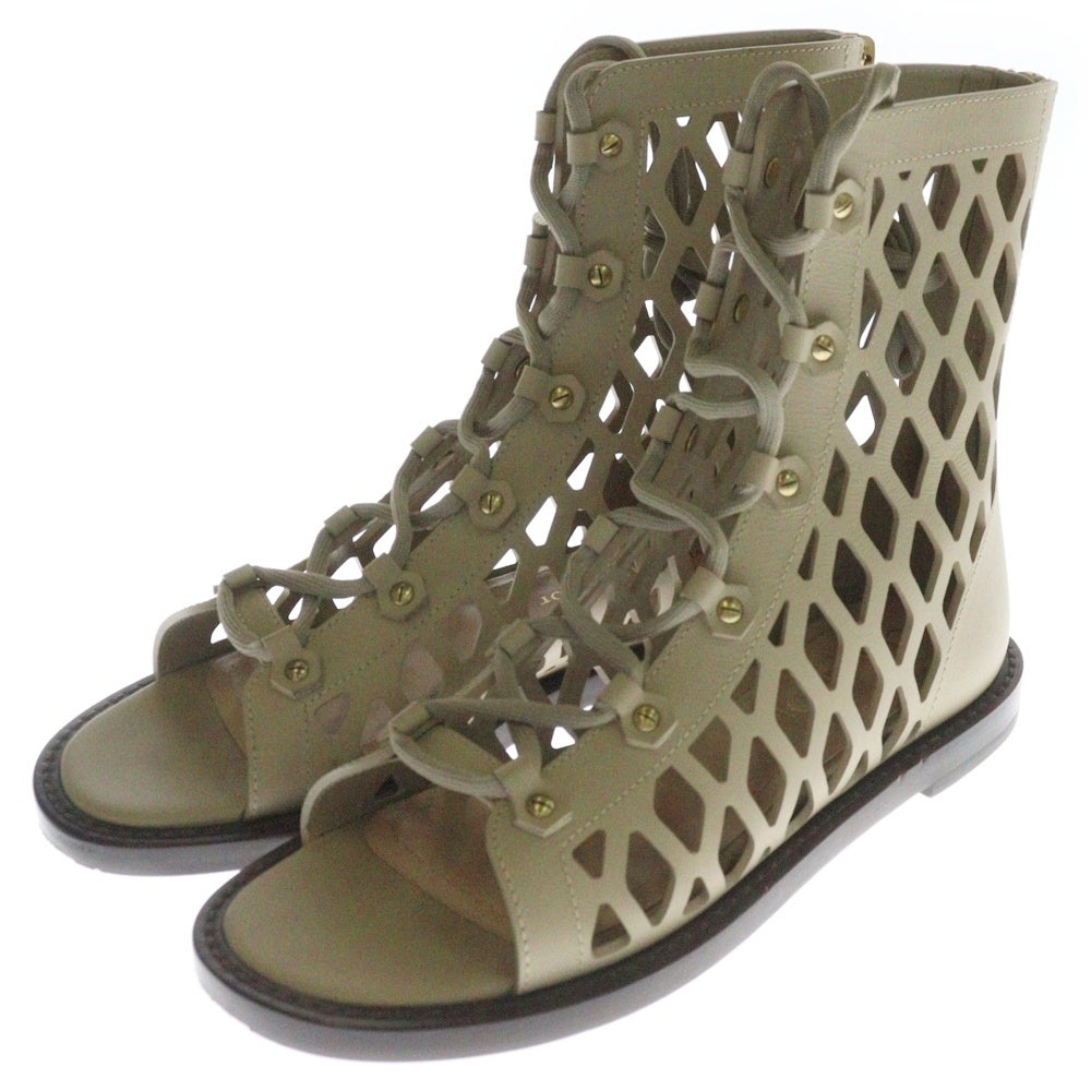 Christian Dior(クリスチャンディオール) 21SS D-TRAP LEATHER SANDAL メッシュ レザー ブーツ サンダル ベージュ レディース