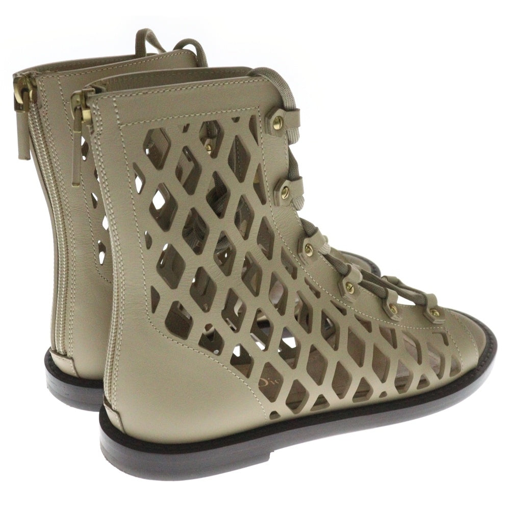 Christian Dior(クリスチャンディオール) 21SS D-TRAP LEATHER SANDAL メッシュ レザー ブーツ サンダル ベージュ レディース