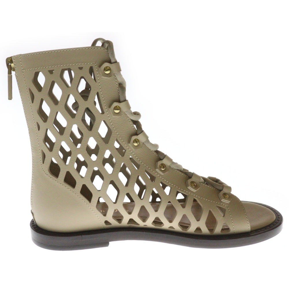 Christian Dior(クリスチャンディオール) 21SS D-TRAP LEATHER SANDAL メッシュ レザー ブーツ サンダル ベージュ レディース