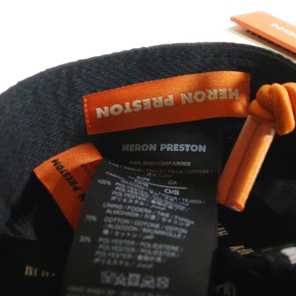HERON PRESTON(ヘロンプレストン) 23AW HPNY EMB NYLON CAP フロント刺繍 ナイロンキャップ 帽子 ブラック HMLB001C99FAB0021001