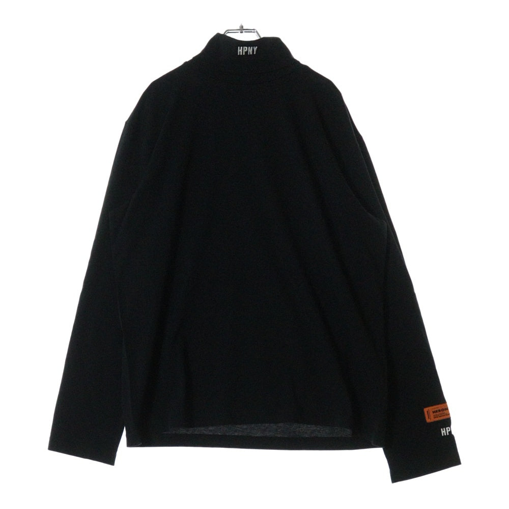 HERON PRESTON(ヘロンプレストン) 23AW HPNY EMB ROLLNECK ロールネック 刺繍 ロングスリーブ 長袖Tシャツ カットソー ブラック HMAB027C99JER0021001