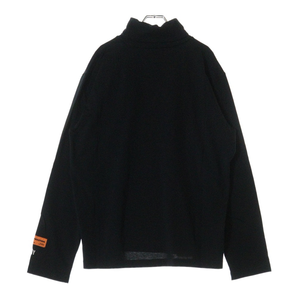 HERON PRESTON(ヘロンプレストン) 23AW HPNY EMB ROLLNECK ロールネック 刺繍 ロングスリーブ 長袖Tシャツ カットソー ブラック HMAB027C99JER0021001