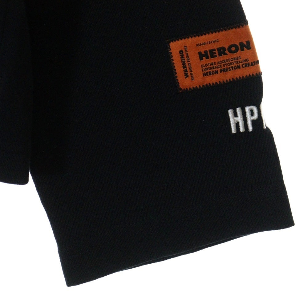 HERON PRESTON(ヘロンプレストン) 23AW HPNY EMB ROLLNECK ロールネック 刺繍 ロングスリーブ 長袖Tシャツ カットソー ブラック HMAB027C99JER0021001