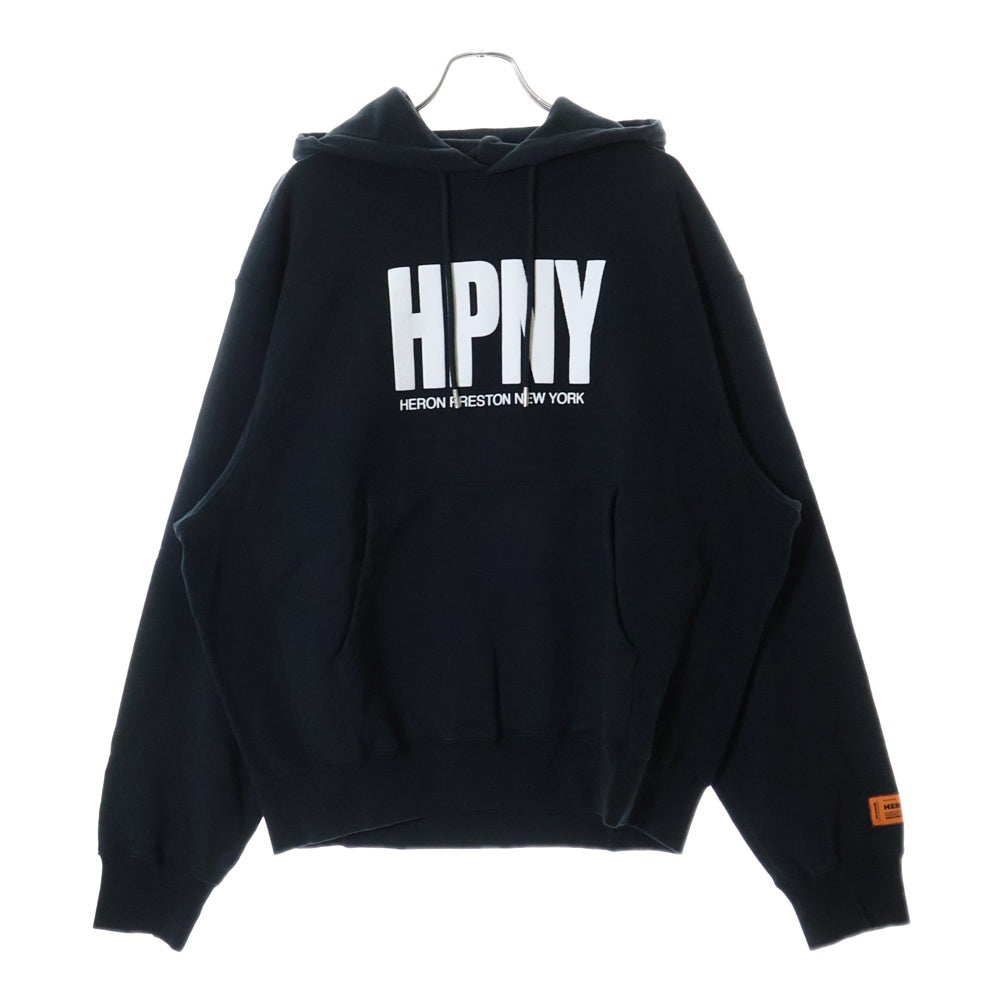 HERON PRESTON(ヘロンプレストン) 23AW PRESTONREG HPNY HOODIE ロゴプリント プルオーバー スウェットパーカー フーディ ブラック/ホワイト HMBB024C99JER0041001