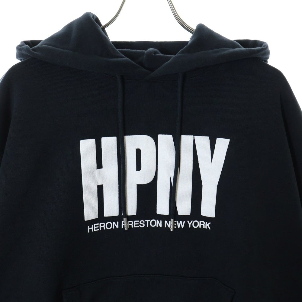 HERON PRESTON(ヘロンプレストン) 23AW PRESTONREG HPNY HOODIE ロゴプリント プルオーバー スウェットパーカー フーディ ブラック/ホワイト HMBB024C99JER0041001