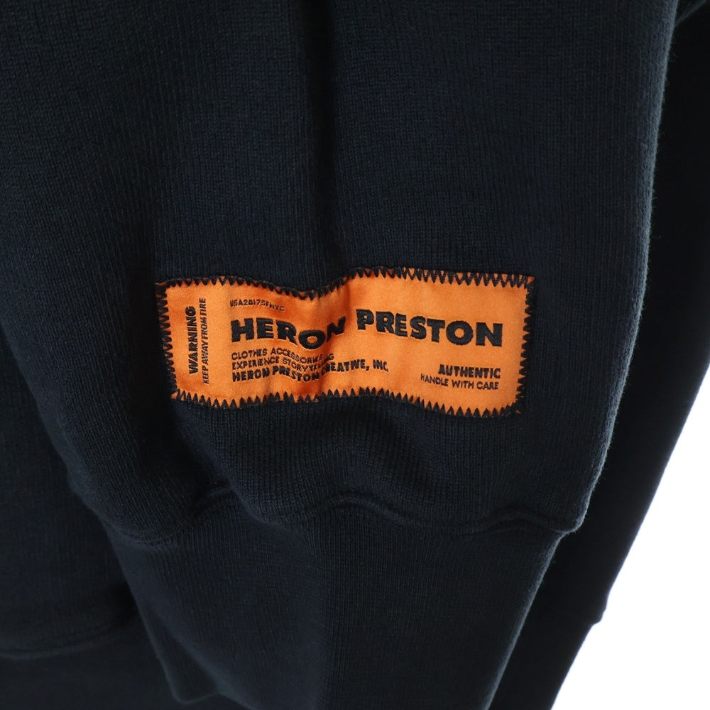 HERON PRESTON(ヘロンプレストン) 23AW PRESTONREG HPNY HOODIE ロゴプリント プルオーバー スウェットパーカー フーディ ブラック/ホワイト HMBB024C99JER0041001