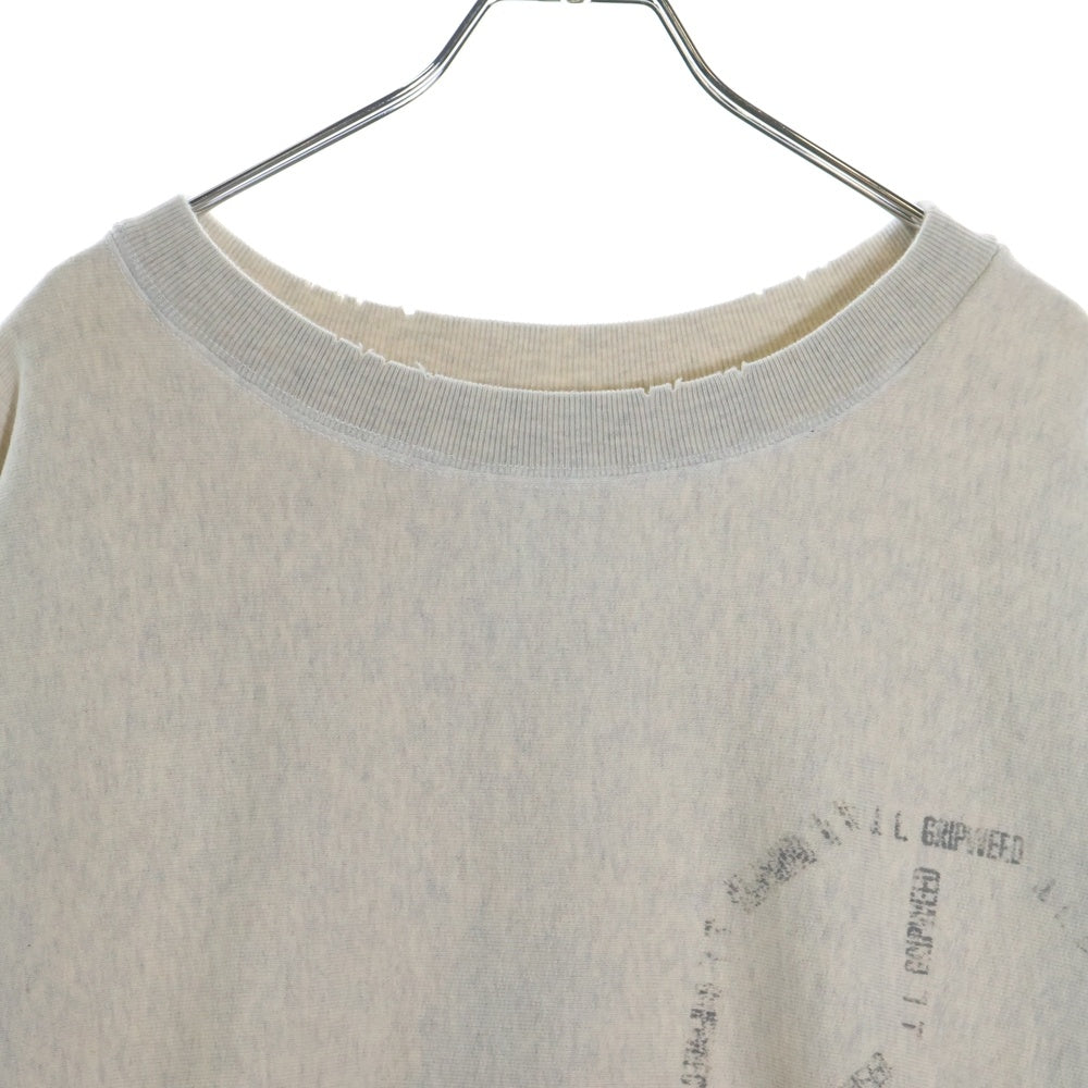 BOWWOW(バウワウ) 23AW JOHN PEACE CREW SWEAT SHIRTS エイジング加工 ジョンピース 両面プリント プルオーバー スウェットトレーナー グレー BW2302-JPCSS