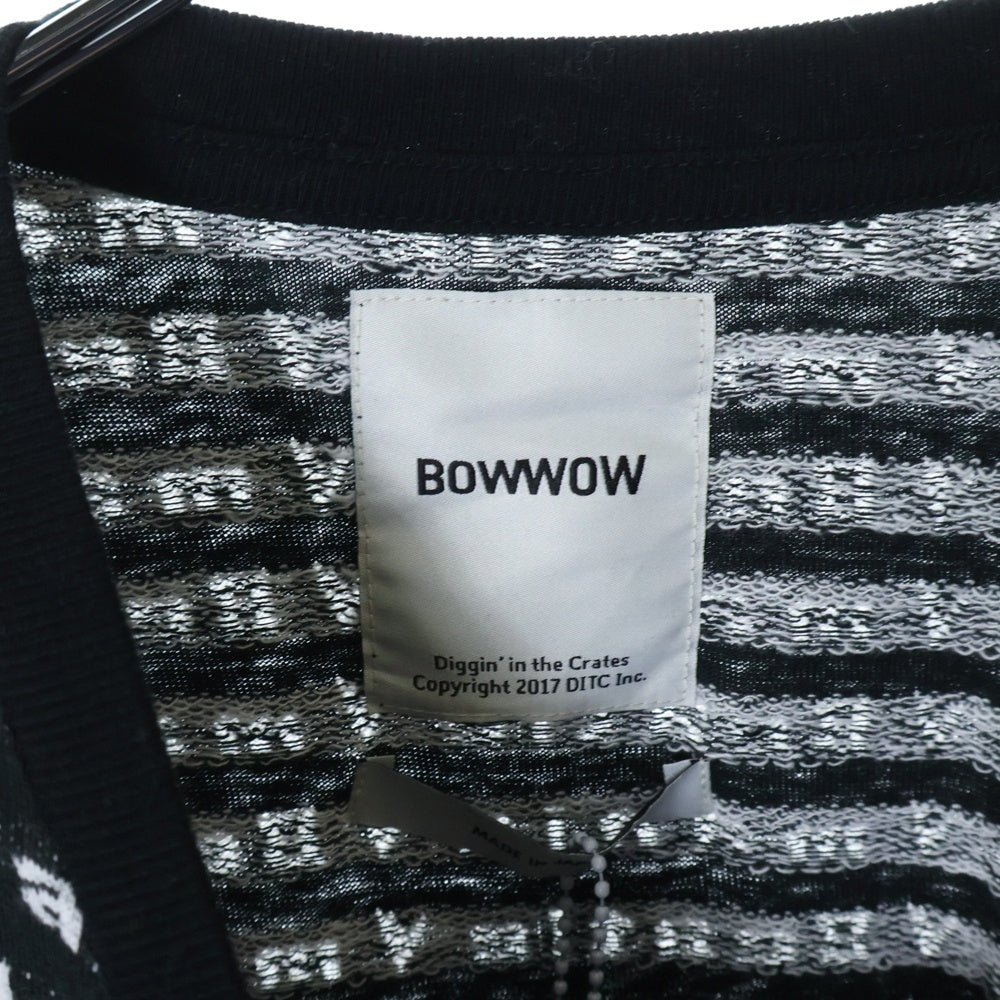 BOWWOW(バウワウ) 23AW BEATLE MANIA LOVE JACQUARD LS ビートルマニア ラブ ジャカード 総柄 ニット ロングスリーブ 長袖カットソー ブラック/ホワイト BW2302-BMLJL