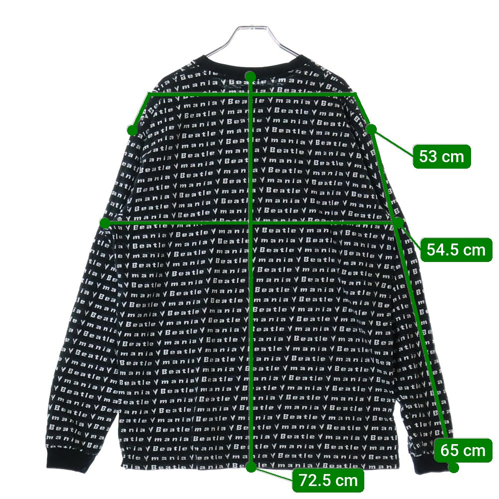 BOWWOW(バウワウ) 23AW BEATLE MANIA LOVE JACQUARD LS ビートルマニア ラブ ジャカード 総柄 ニット ロングスリーブ 長袖カットソー ブラック/ホワイト BW2302-BMLJL