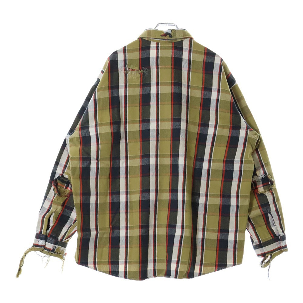 BOWWOW(バウワウ) 23AW REPAIR AGEING FLANNEL SHIRTS ダメージ加工 フランネルシャツ 長袖シャツ ベージュ BW2302-RAFS