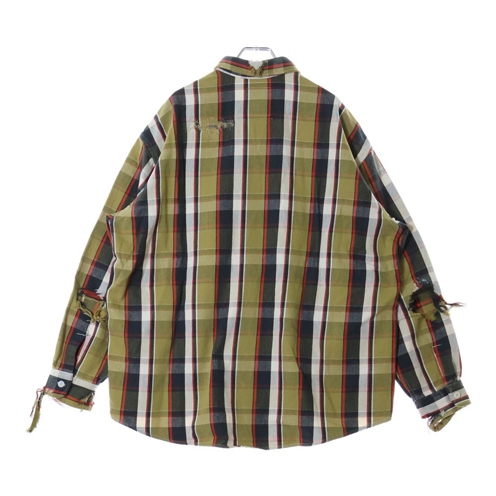 BOWWOW(バウワウ) 23AW REPAIR AGEING FLANNEL SHIRTS ダメージ加工 フランネルシャツ 長袖シャツ ベージュ BW2302-RAFS