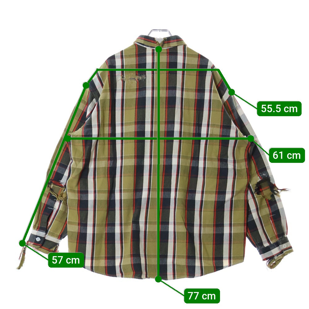 BOWWOW(バウワウ) 23AW REPAIR AGEING FLANNEL SHIRTS ダメージ加工 フランネルシャツ 長袖シャツ ベージュ BW2302-RAFS