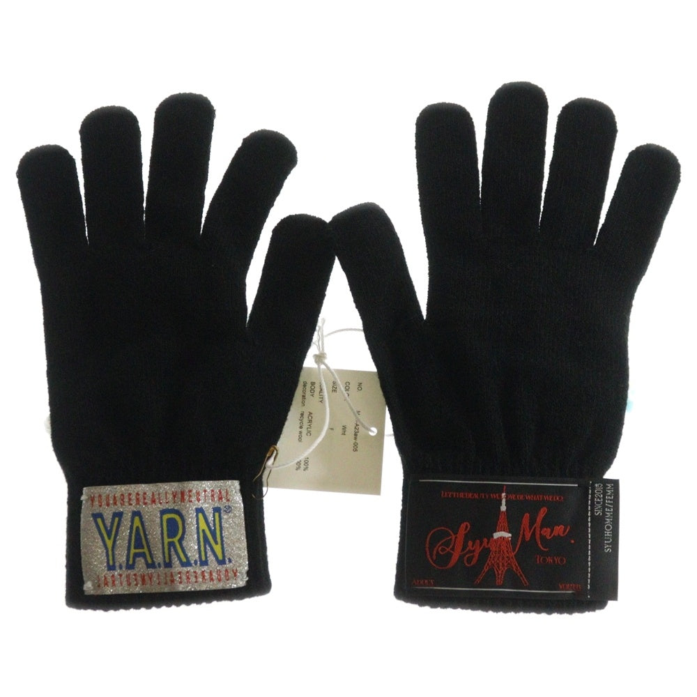 SyuMan(シューマン) 23AW YARN HAND KNITTING GLOVE ニットパッチ ハンドグローブ 手袋 ブラック/ホワイト Man-A23aw-005