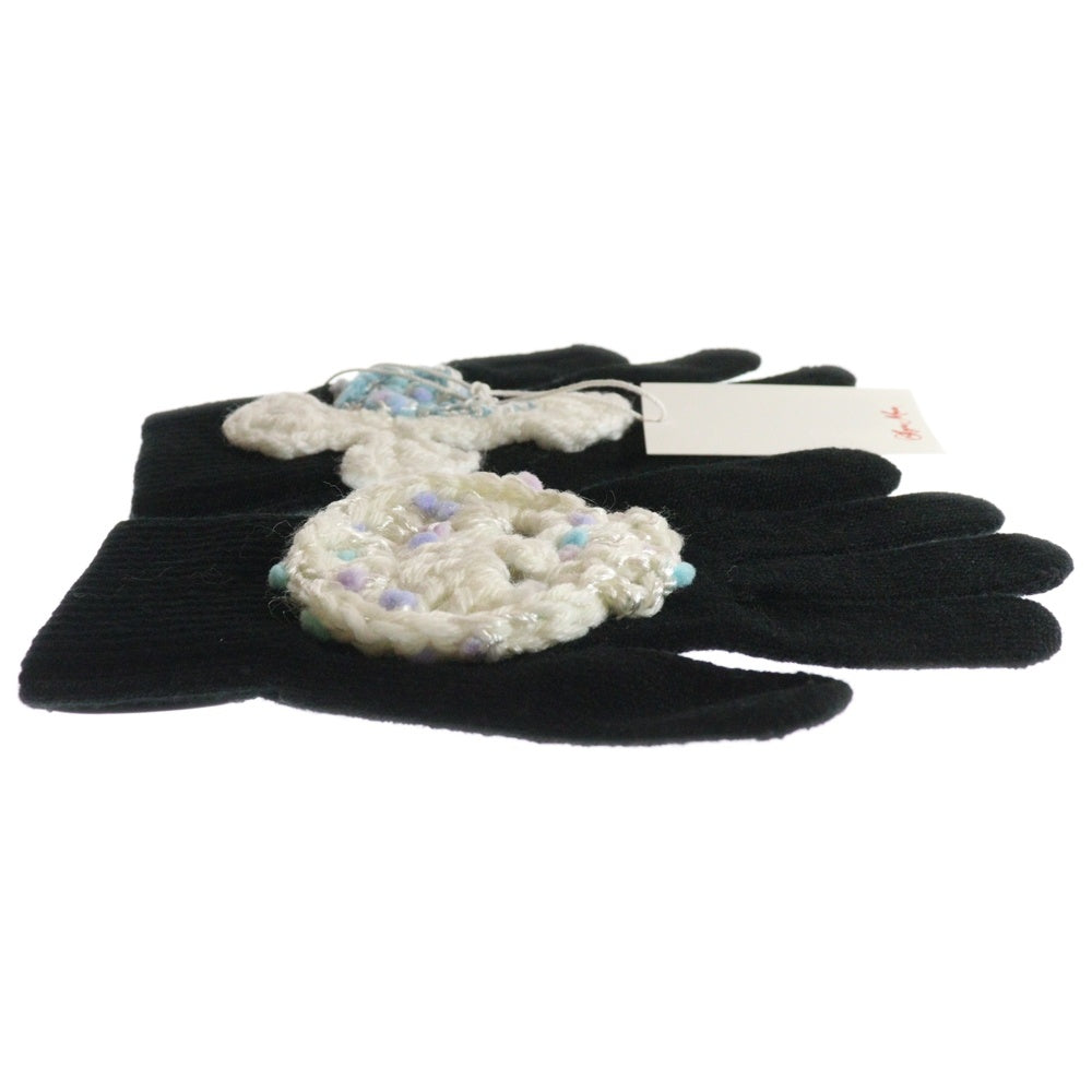 SyuMan(シューマン) 23AW YARN HAND KNITTING GLOVE ニットパッチ ハンドグローブ 手袋 ブラック/ホワイト Man-A23aw-005