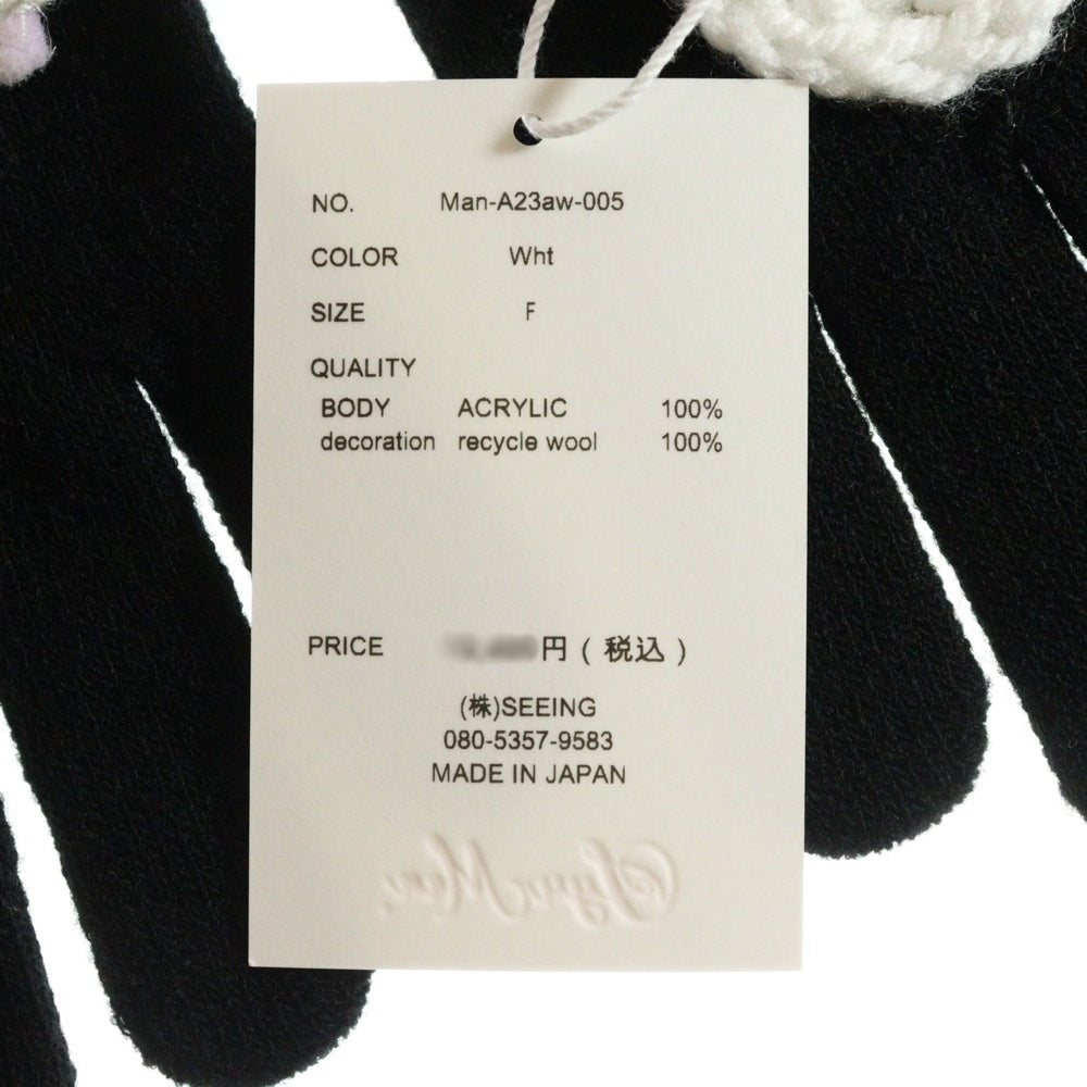 SyuMan(シューマン) 23AW YARN HAND KNITTING GLOVE ニットパッチ ハンドグローブ 手袋 ブラック/ホワイト Man-A23aw-005