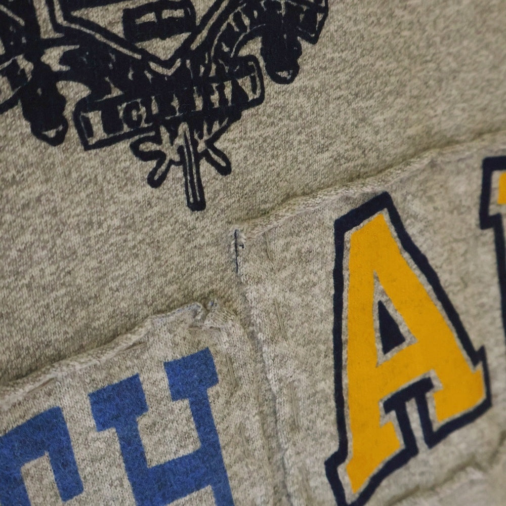 BOWWOW(バウワウ) 23AW USN 5TH AVE 88/12 LS カレッジロゴプリント パッチワーク ロングスリーブ 長袖Tシャツ グレー BW2302-U581L