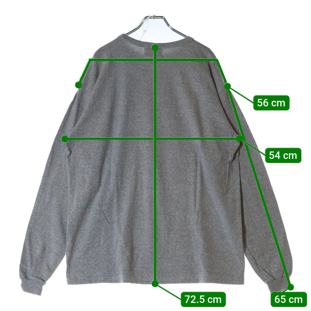 BOWWOW(バウワウ) 23AW USN 5TH AVE 88/12 LS カレッジロゴプリント パッチワーク ロングスリーブ 長袖Tシャツ グレー BW2302-U581L