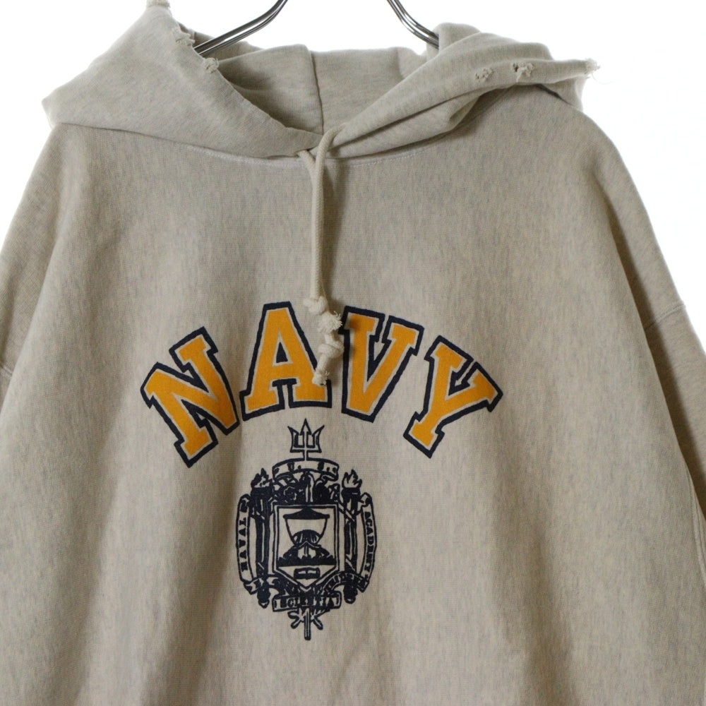 BOWWOW(バウワウ) 23AW USN HOODIE カレッジロゴプリント スウェット プルオーバーパーカー フーディ グレー BW2302-USNH