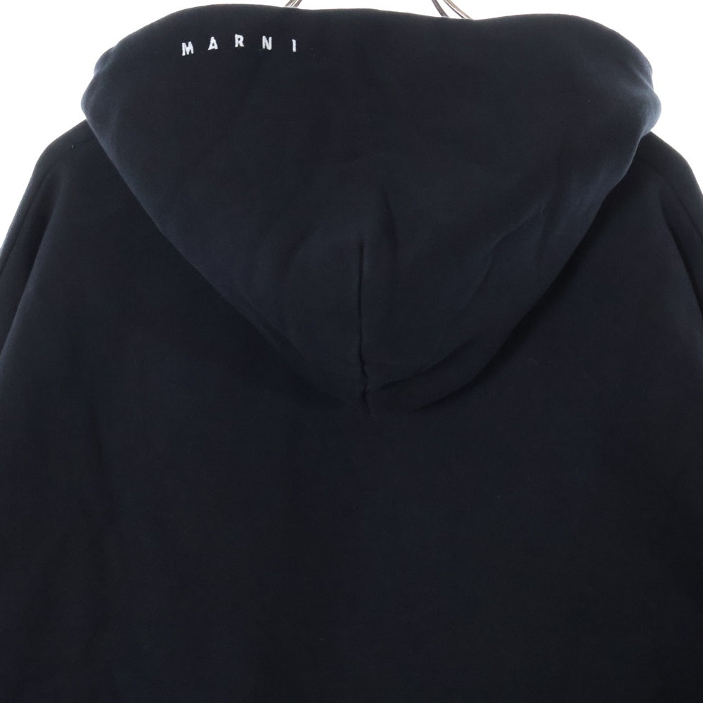 MARNI(マルニ) 23AW SLOGAN PRINT SWEATSHIRT フロントロゴ スローガンプリント プルオーバーパーカー フーディ ブラック/イエロー FUMU0067PE