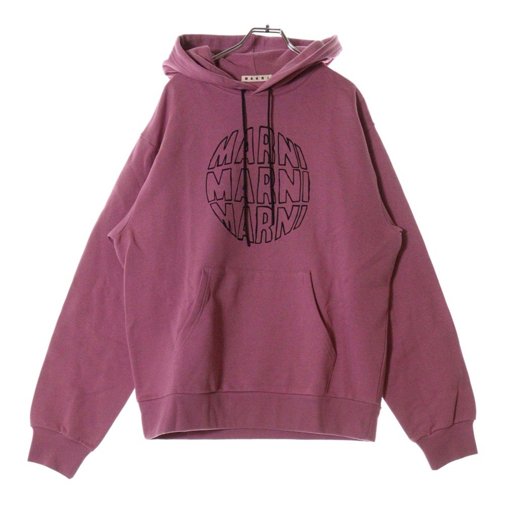 MARNI(マルニ) 23AW SLOGAN PRINT SWEATSHIRT フロントスローガンプリント プルオーバーパーカー フーディ パープル FUMU0073P9