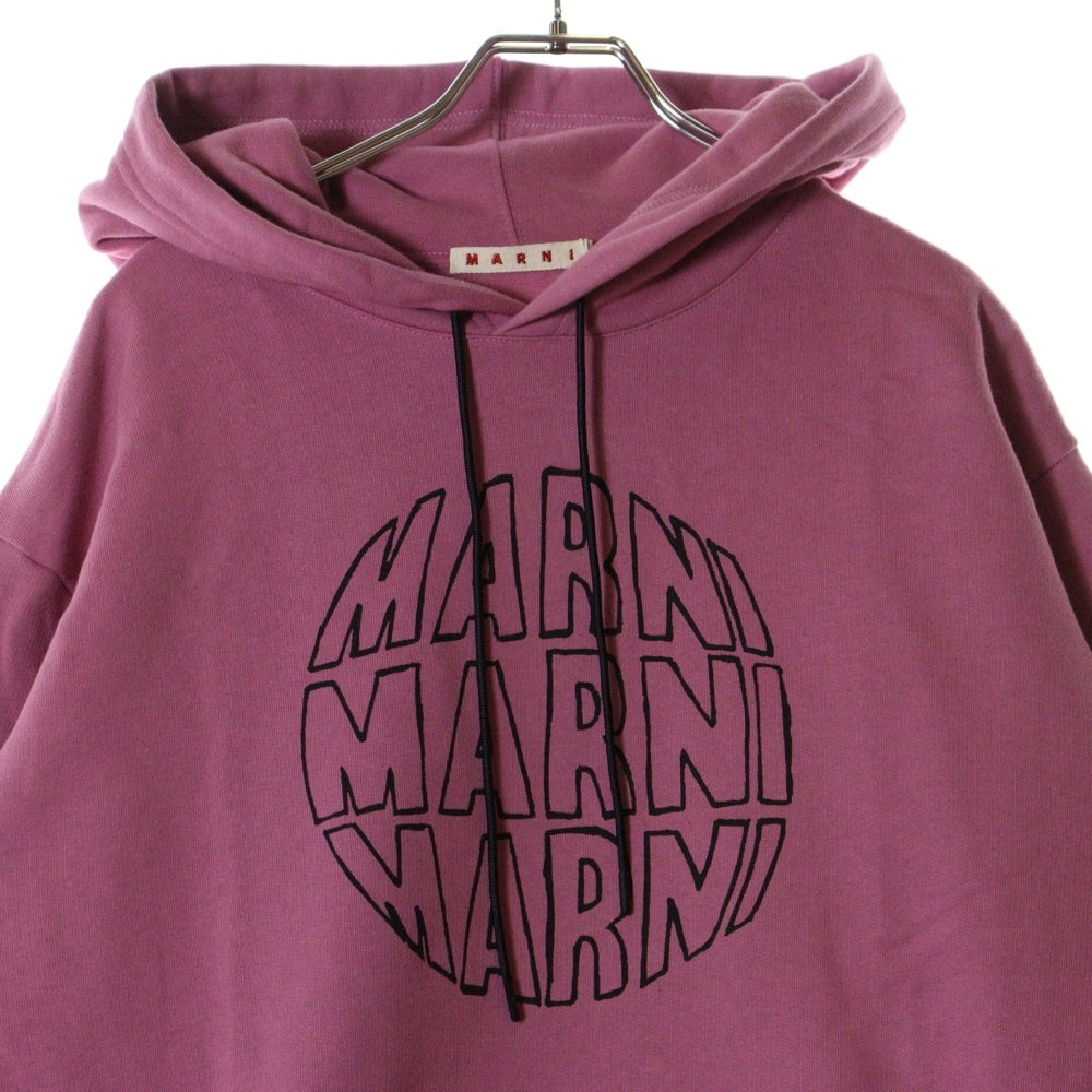 MARNI(マルニ) 23AW SLOGAN PRINT SWEATSHIRT フロントスローガンプリント プルオーバーパーカー フーディ パープル FUMU0073P9