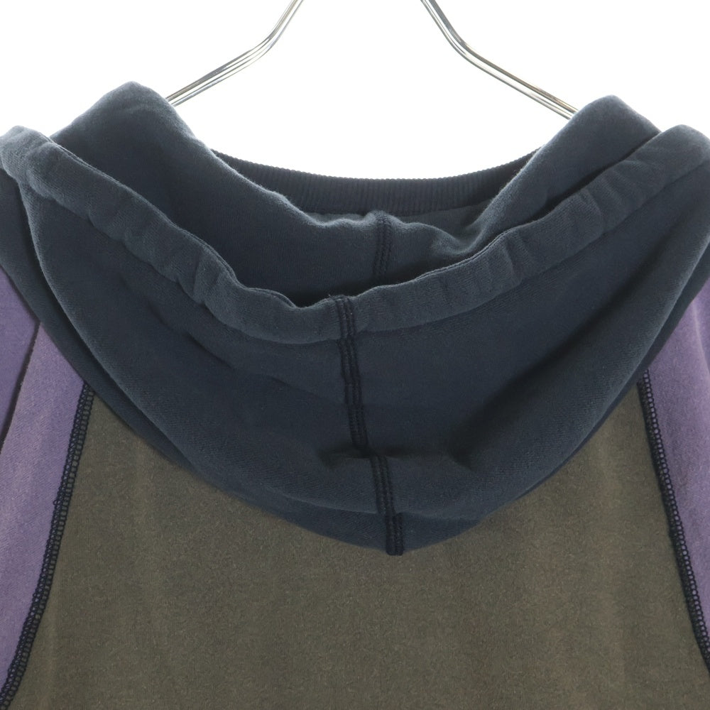 SyuMan(シューマン) 23AW FREEDOM SLEEVE SWEAT-HOODIE フリーダムスリーブ 袖切替 ラグラン プルオーバーパーカー フーディ ブラウン/パープル AD23aw-03