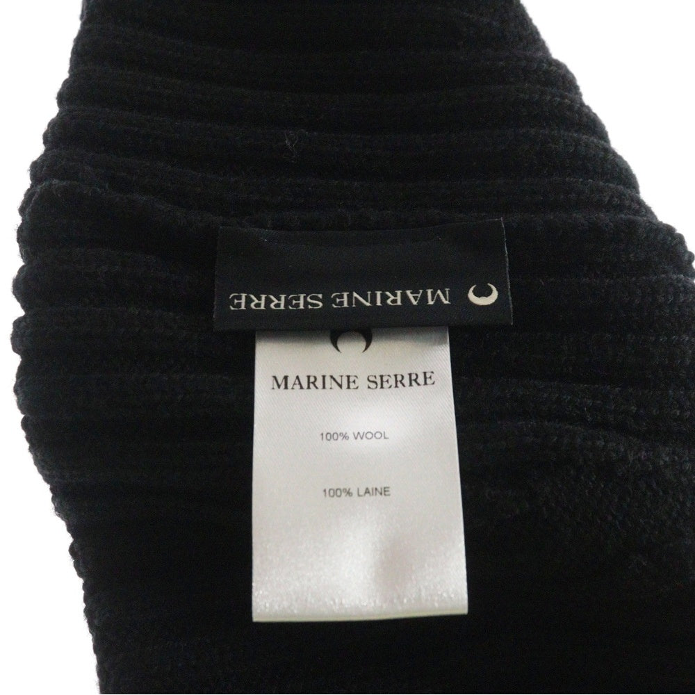 MARINE SERRE(マリーン セル) 23AW MULESING FREE WOOL RIB BEANIE ミュールシング ウール リブビーニー キャップ ブラック UHG012