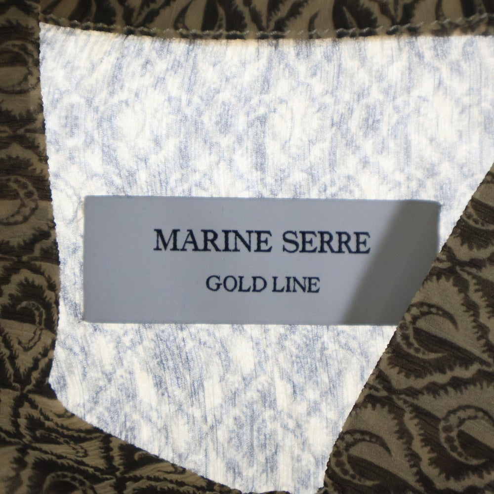 MARINE SERRE(マリーン セル) 23AW MOON DIAMANT SILK CREPON BUTTON UP SHIRT 総柄 ムーンディアマン シルククレポン ボタンアップ 長袖シャツ ベージュ MSI010