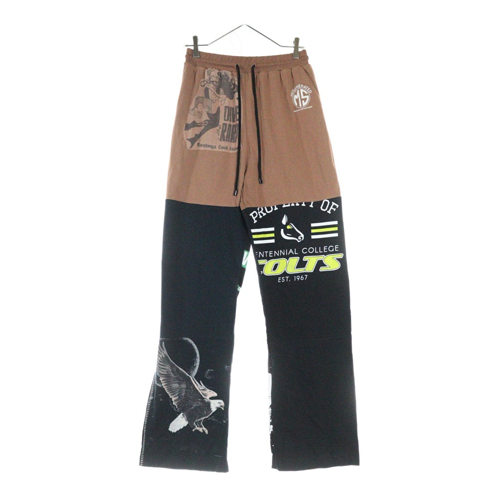 MARINE SERRE(マリーン セル) 23AW REGENERATED GRAPHIC PATCHWORK PANTS ジェネレイテッド グラフィックパッチワーク スウェットパンツ ブラウン/ブラック UPA022