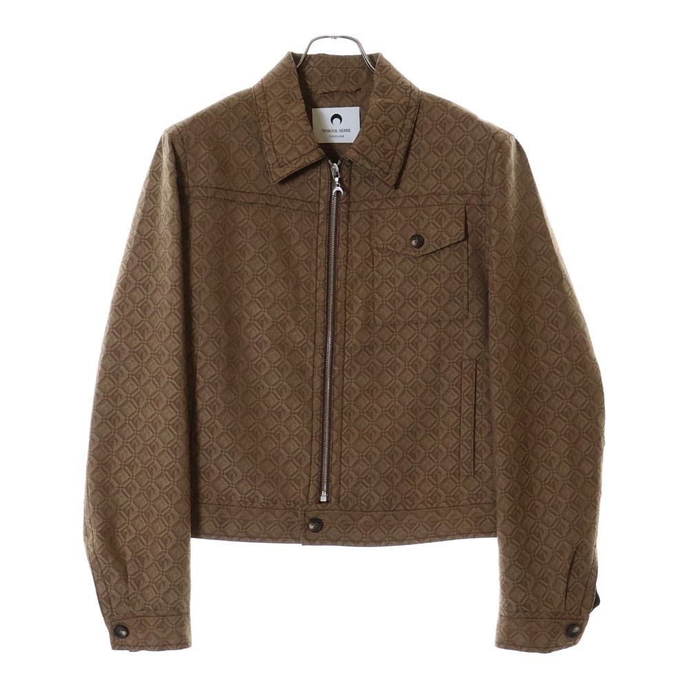 MARINE SERRE(マリーン セル) 23AW REGENERATED MOON DIAMANT TAILORING JACQUARD ジェネレイテッド ムーン ディアマン テーラリングジャガード ジップアップジャケット ブラウン MJA018
