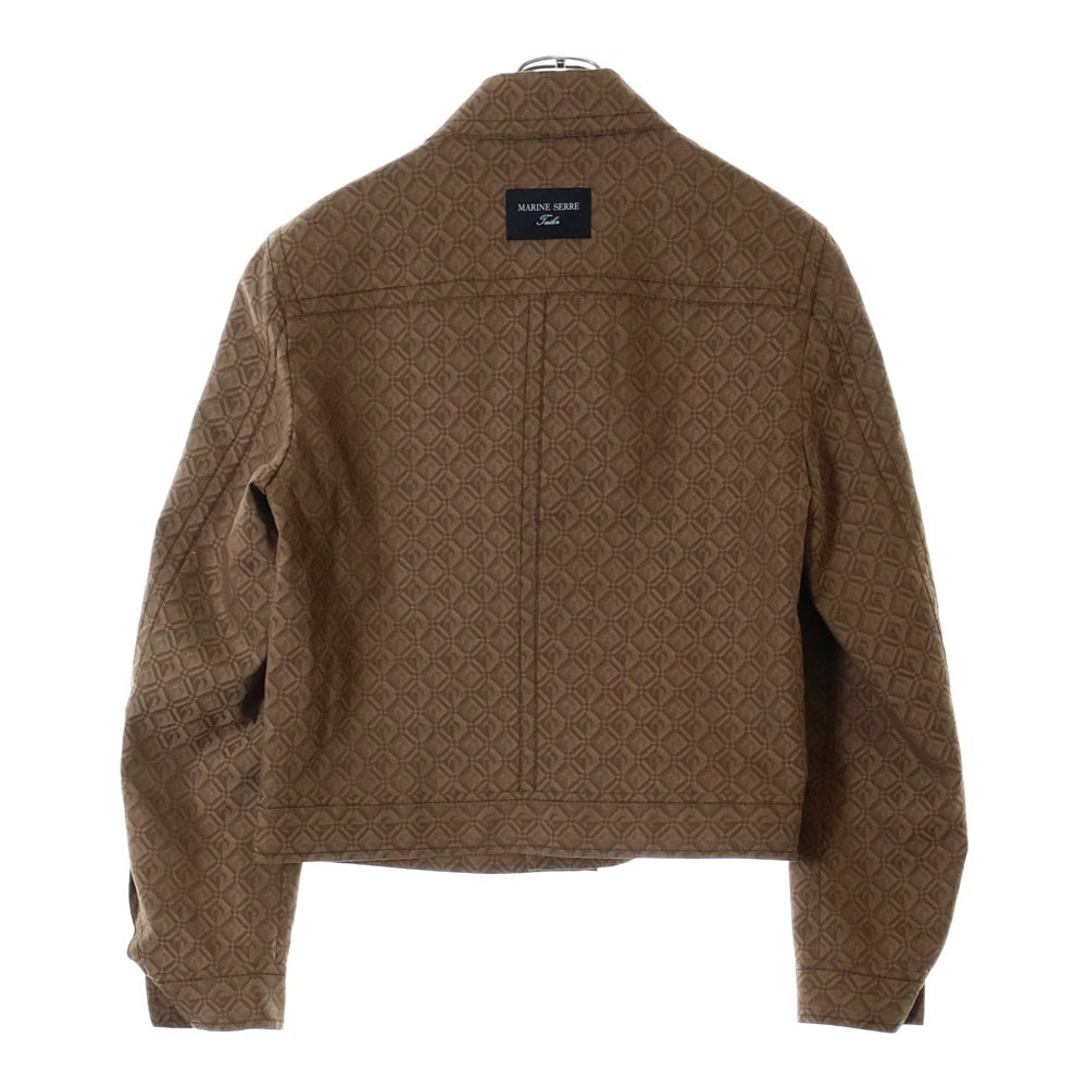 MARINE SERRE(マリーン セル) 23AW REGENERATED MOON DIAMANT TAILORING JACQUARD ジェネレイテッド ムーン ディアマン テーラリングジャガード ジップアップジャケット ブラウン MJA018
