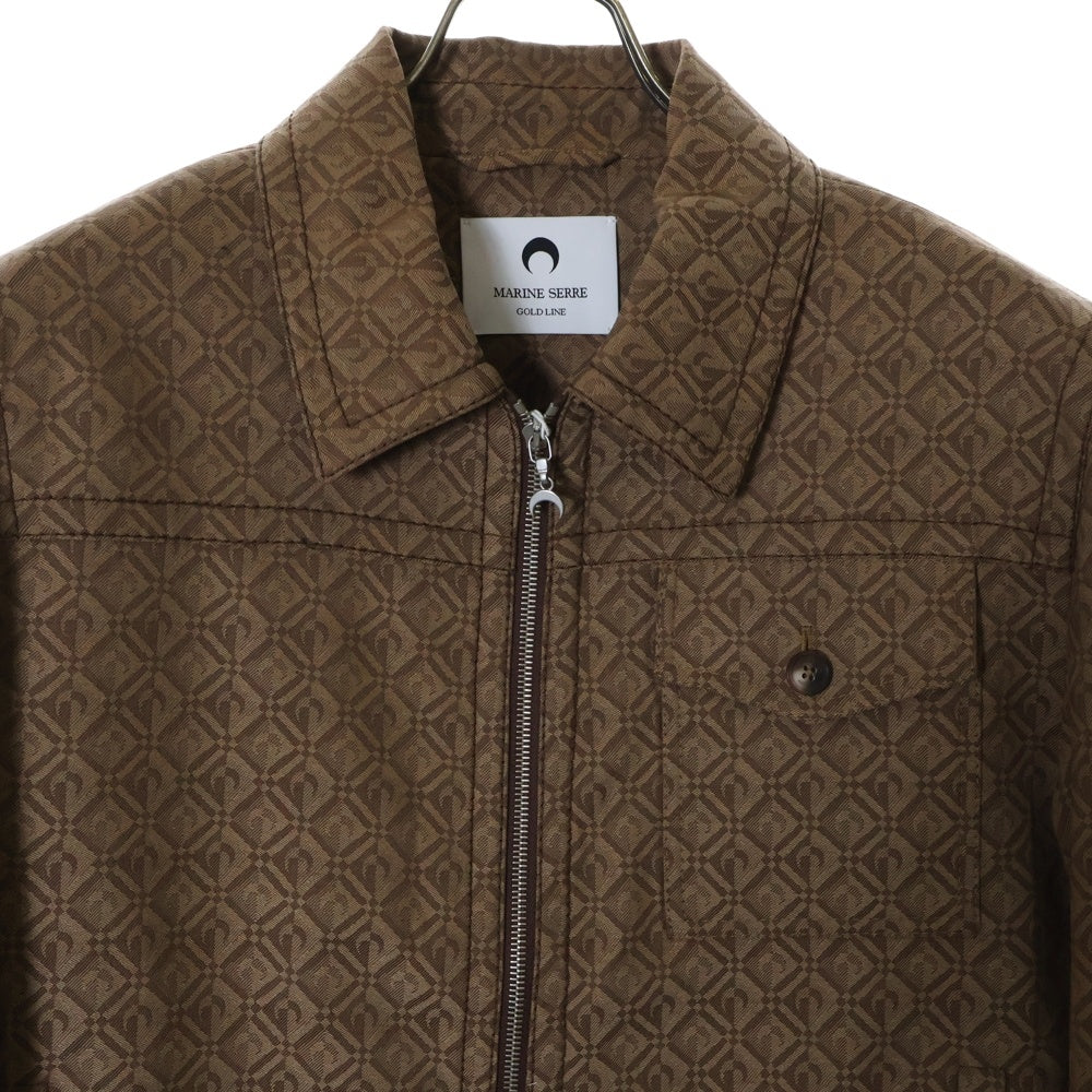 MARINE SERRE(マリーン セル) 23AW REGENERATED MOON DIAMANT TAILORING JACQUARD ジェネレイテッド ムーン ディアマン テーラリングジャガード ジップアップジャケット ブラウン MJA018