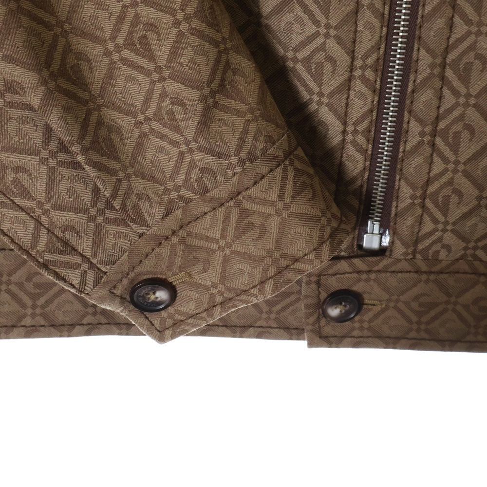 MARINE SERRE(マリーン セル) 23AW REGENERATED MOON DIAMANT TAILORING JACQUARD ジェネレイテッド ムーン ディアマン テーラリングジャガード ジップアップジャケット ブラウン MJA018
