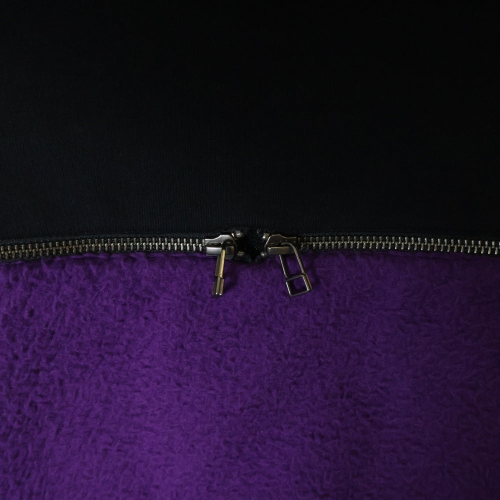 FACETASM(ファセッタズム) 23SS FLEECE ZIPPER HOODIE ボア切り替え フロントロゴパッチ ジッパー プルオーバースウェットパーカー フーディー ブラック/パープル MKS-SW-U02