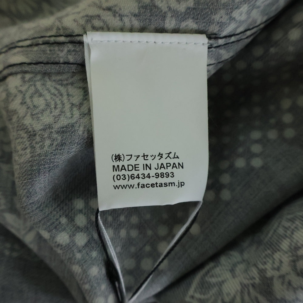 FACETASM(ファセッタズム) 23SS ORIGINAL BANDANA PRINT SHIRT 総柄 オリジナル バンダナプリント 比翼 長袖シャツ ブラック MKS-SH-M10