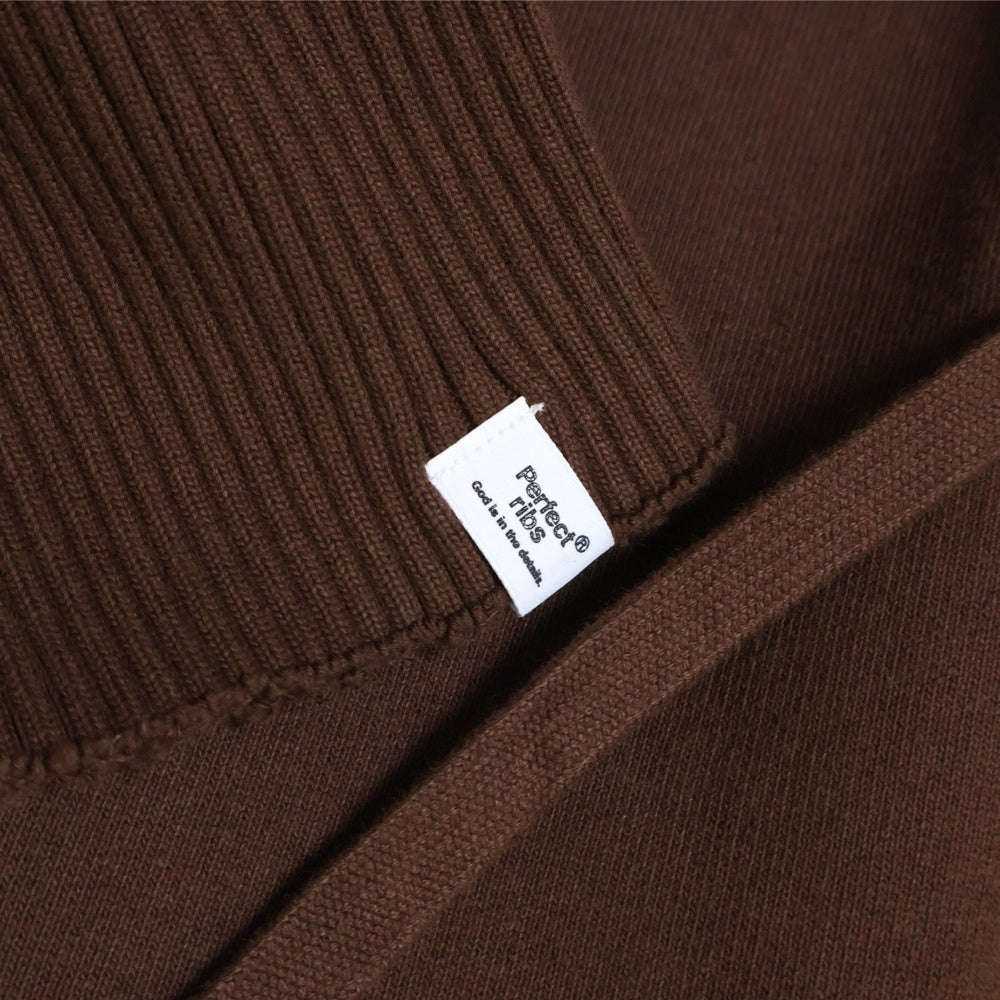 Perfect Ribs(パーフェクトリブス) 23AW BASIC HOODIE リブニット切替 サーマルライニングフード ベーシック プルオーバーパーカー フーディ ブラウン