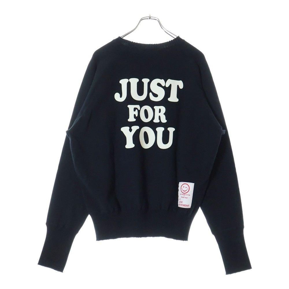 Perfect Ribs(パーフェクトリブス) 23AW STRANGE SLEEVE CREW NECK SWEAT SHIRT フェルトパッチ リブニット切替 クルーネック スウェットトレーナー ブラック