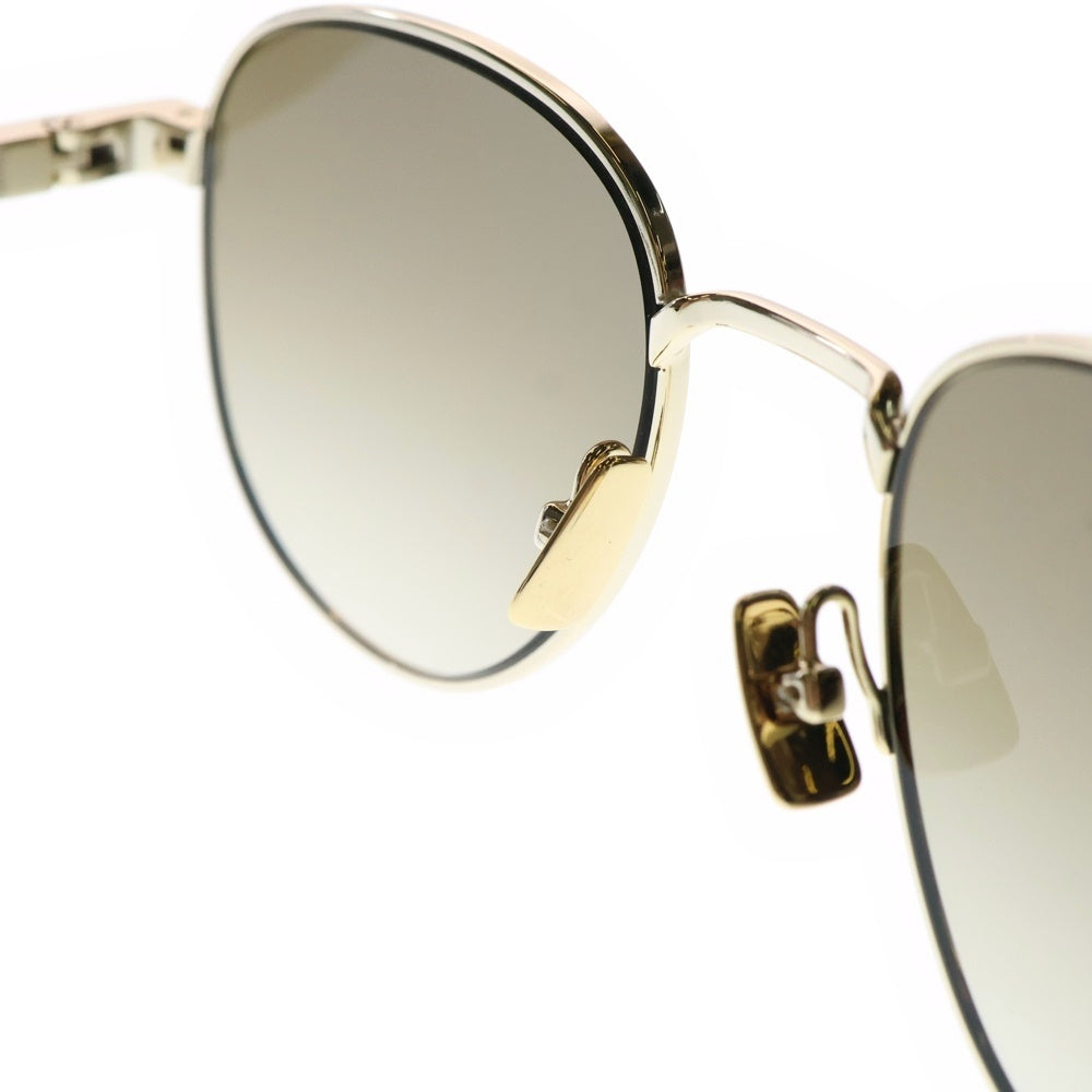 SAINT LAURENT PARIS(サンローランパリ) 23AW サイドロゴ アジアンフィット ウェリントン サングラス メガネ アイウェア ブラウン/ゴールド SL555-003