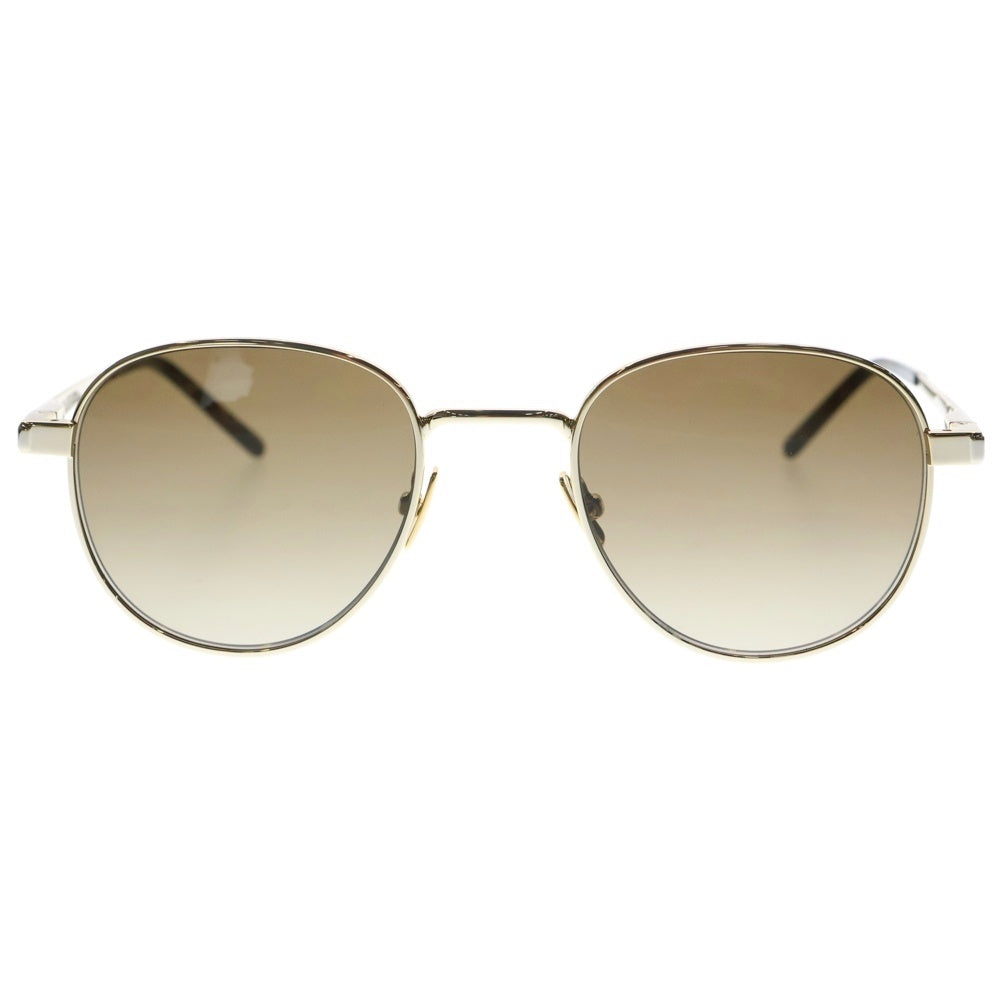 SAINT LAURENT PARIS(サンローランパリ) 23AW サイドロゴ アジアンフィット ウェリントン サングラス メガネ アイウェア ブラウン/ゴールド SL555-003