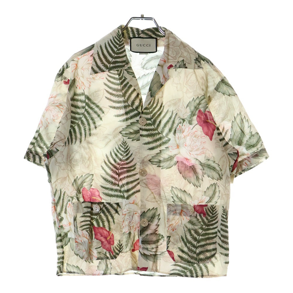 GUCCI(グッチ) 20AW ハワイアンプリント ボウリング 半袖シャツ ベージュ 609040 ZAEMP
