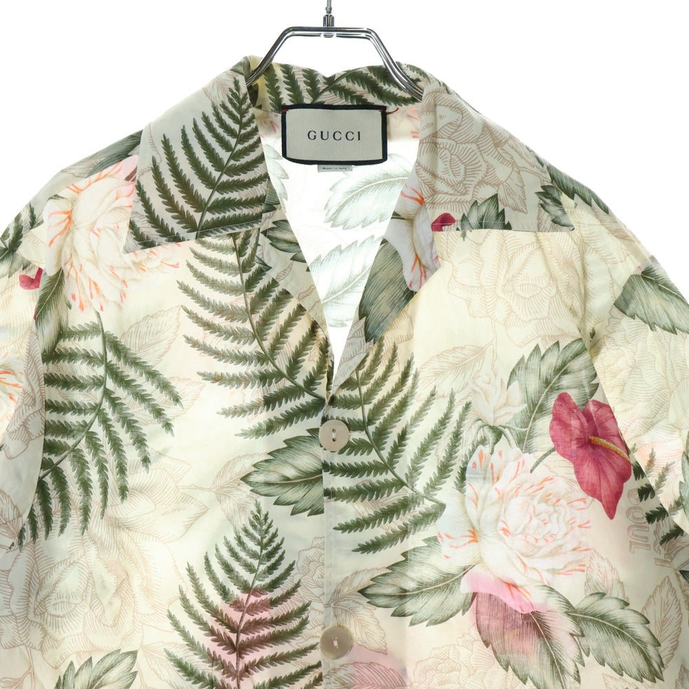 GUCCI(グッチ) 20AW ハワイアンプリント ボウリング 半袖シャツ ベージュ 609040 ZAEMP