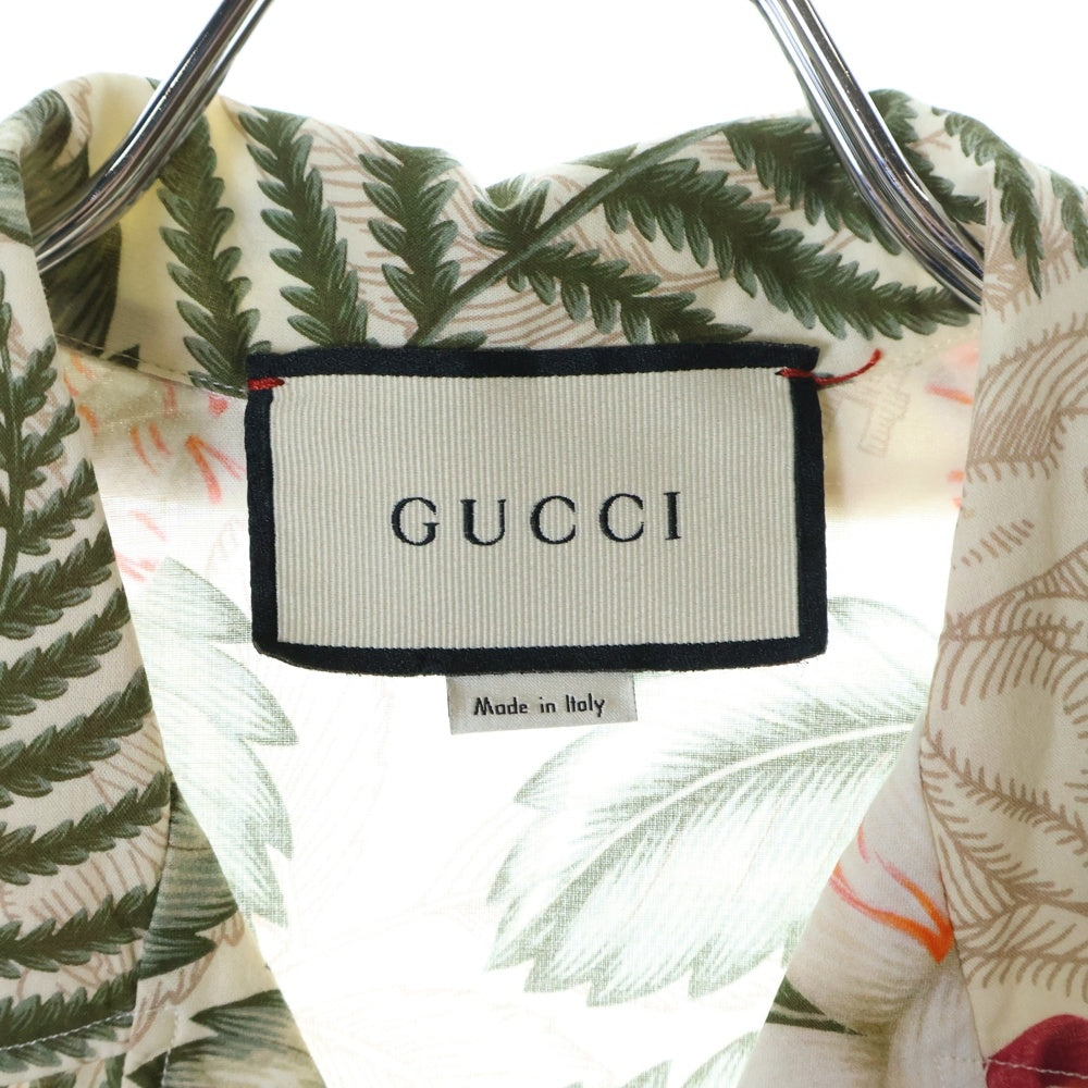 GUCCI(グッチ) 20AW ハワイアンプリント ボウリング 半袖シャツ ベージュ 609040 ZAEMP