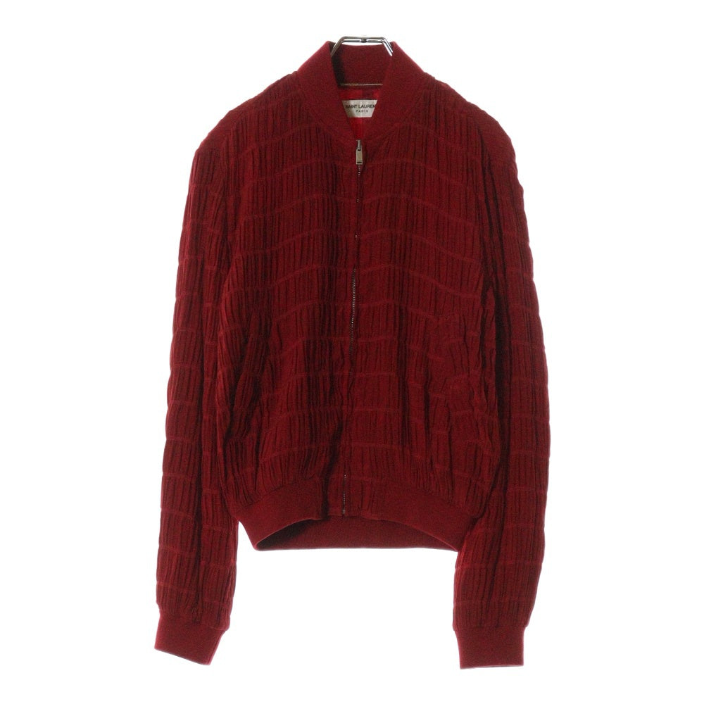 SAINT LAURENT PARIS(サンローランパリ) 22AW レイヤースモックシルク ジップアップジャケット レッド 682844 Y2E23