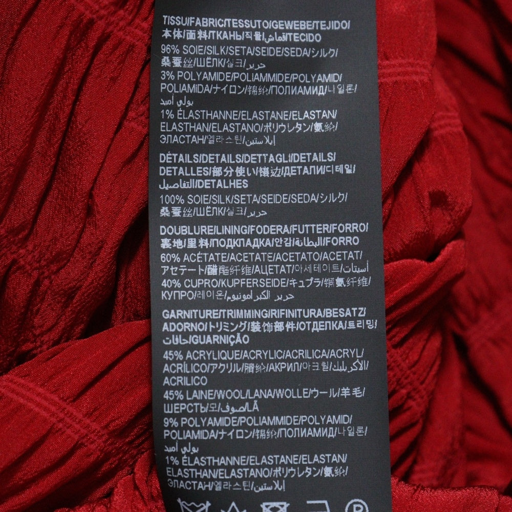 SAINT LAURENT PARIS(サンローランパリ) 22AW レイヤースモックシルク ジップアップジャケット レッド 682844 Y2E23