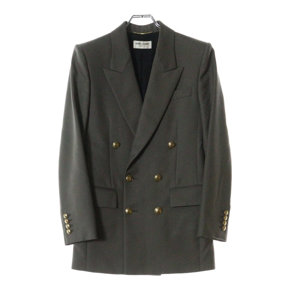SAINT LAURENT PARIS(サンローランパリ) ピークドラペル 6B ボタンカフス ダブル テーラードジャケット グレー 648656 Y7C23