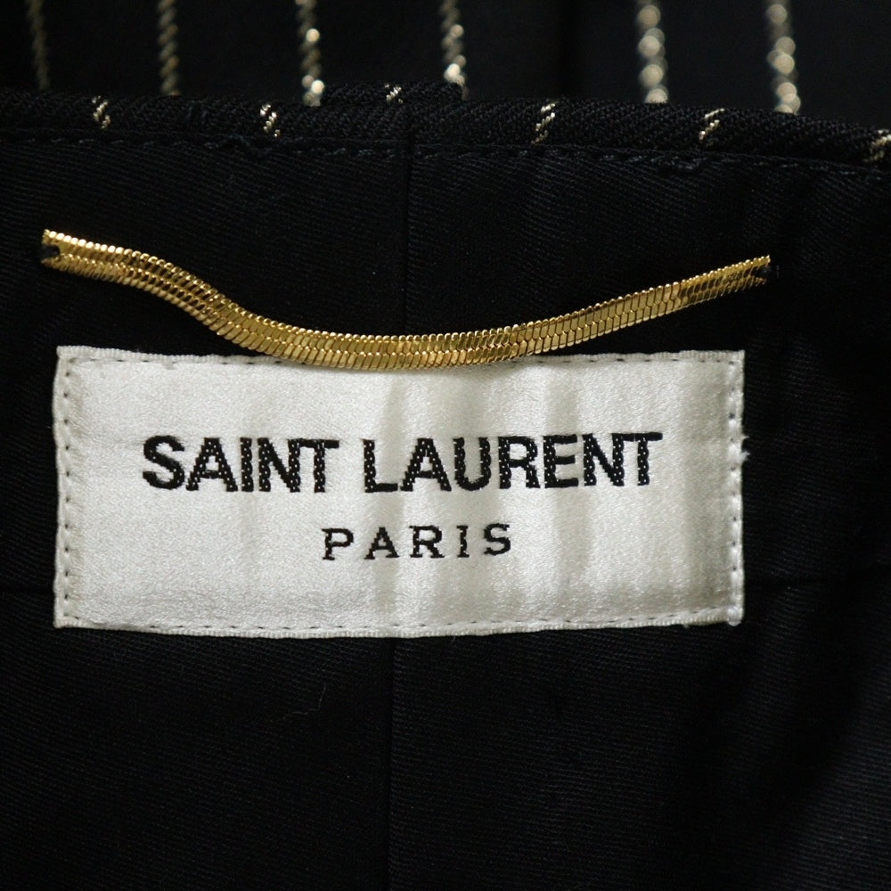 SAINT LAURENT PARIS(サンローランパリ) 19SS ストライプ スラックス ウール ロング パンツ ブラック BURA582705 Y142V レディース